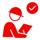 Worker with checklist icon