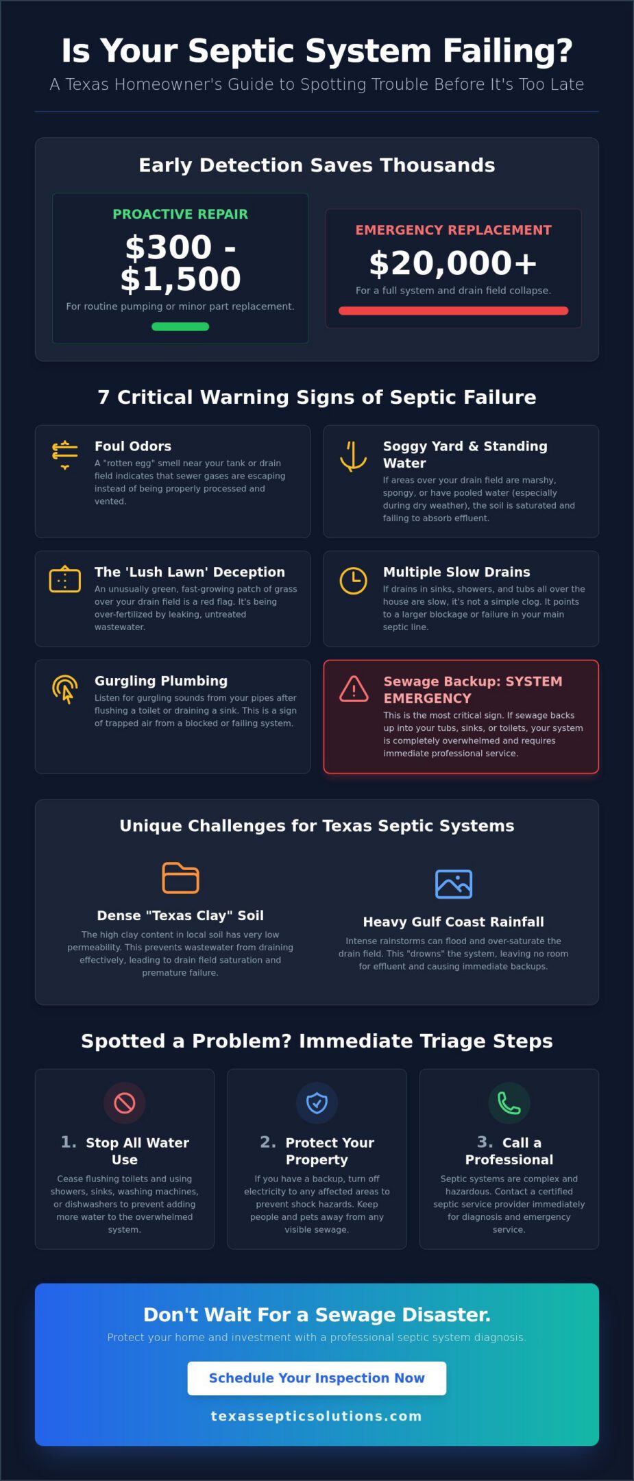 Signs Your Septic System Is Failing: A Texas Homeowner’s Guide (2026)