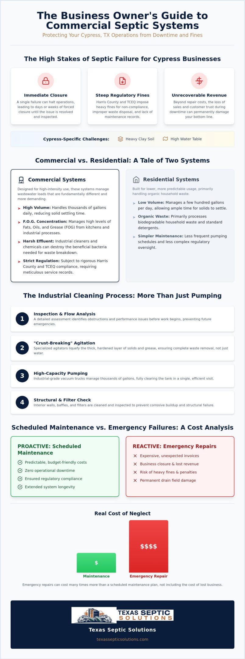 Commercial Septic Tank Cleaning in Cypress: The 2026 Business Owner’s Guide