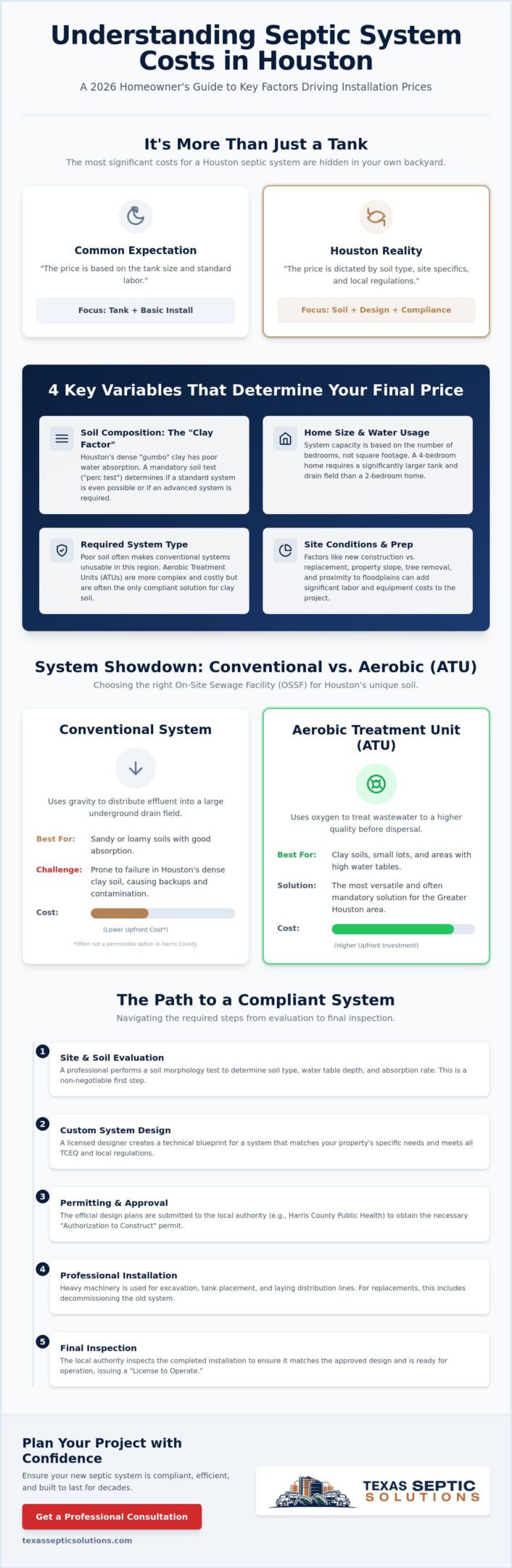 Cost of Septic System Installation in Houston: 2026 Homeowner Guide