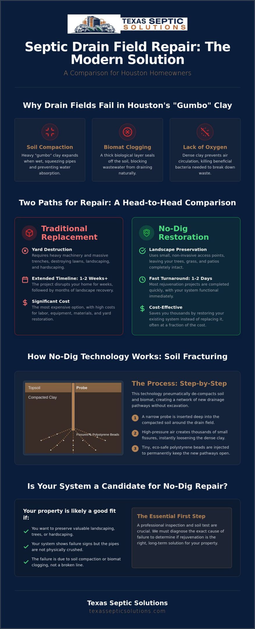 No-Dig Drain Field Repair in Houston: Restore Your Septic Without the Mess