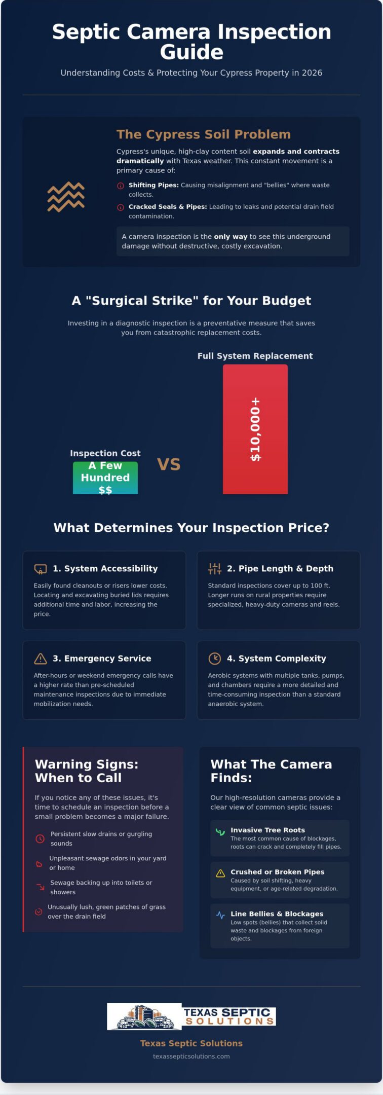 Septic Camera Inspection Cost in Cypress: 2026 Price Guide & Selection Criteria