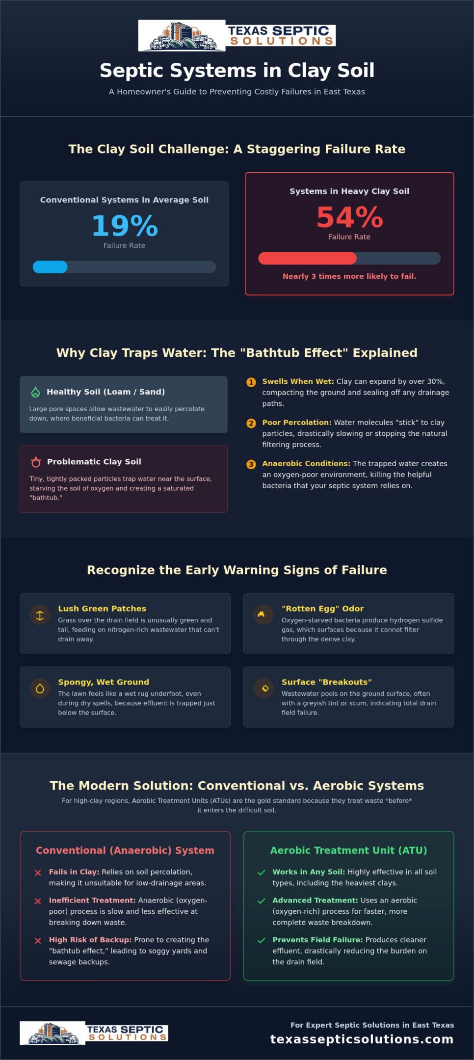 Septic Drain Field Problems in Clay Soil: A 2026 Texas Homeowner’s Guide