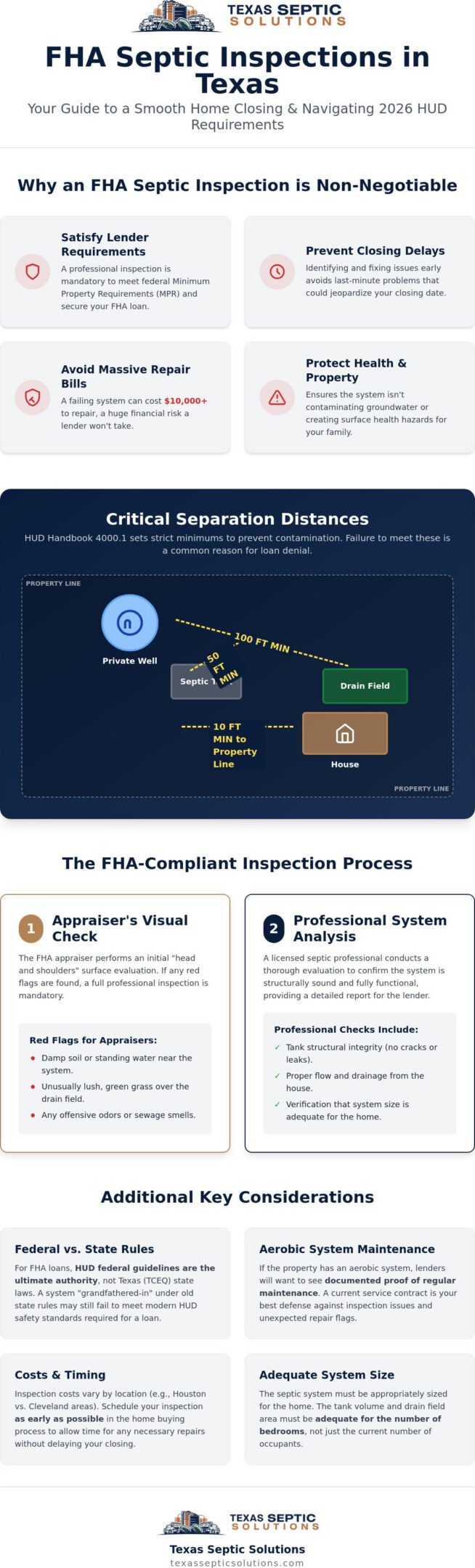 Septic Inspection for FHA Loan in Texas: 2026 Homeowner’s Guide