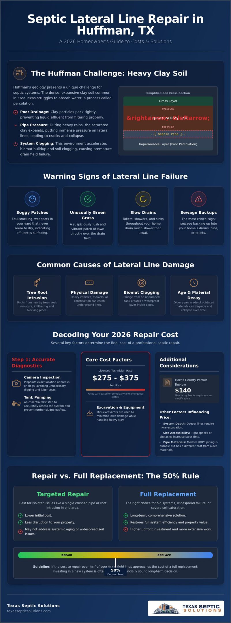 Septic Lateral Line Repair Cost Huffman: 2026 Homeowner’s Buying Guide
