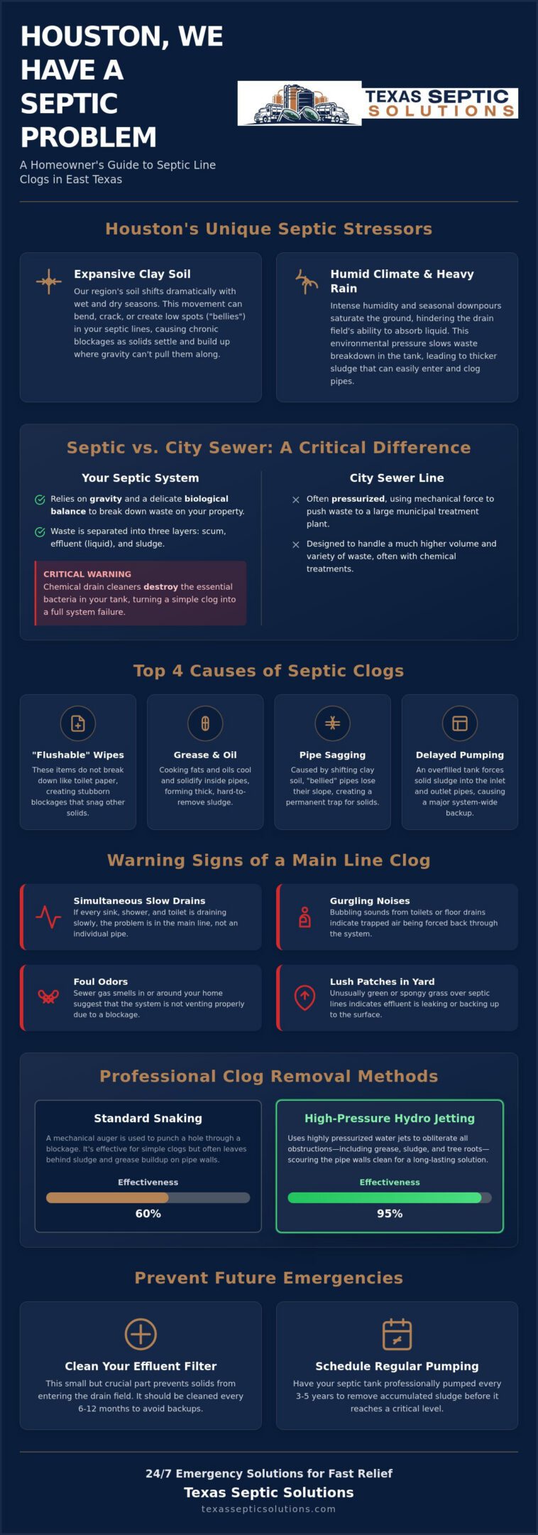 Septic Line Clog Removal in Houston: Professional Solutions for 2026
