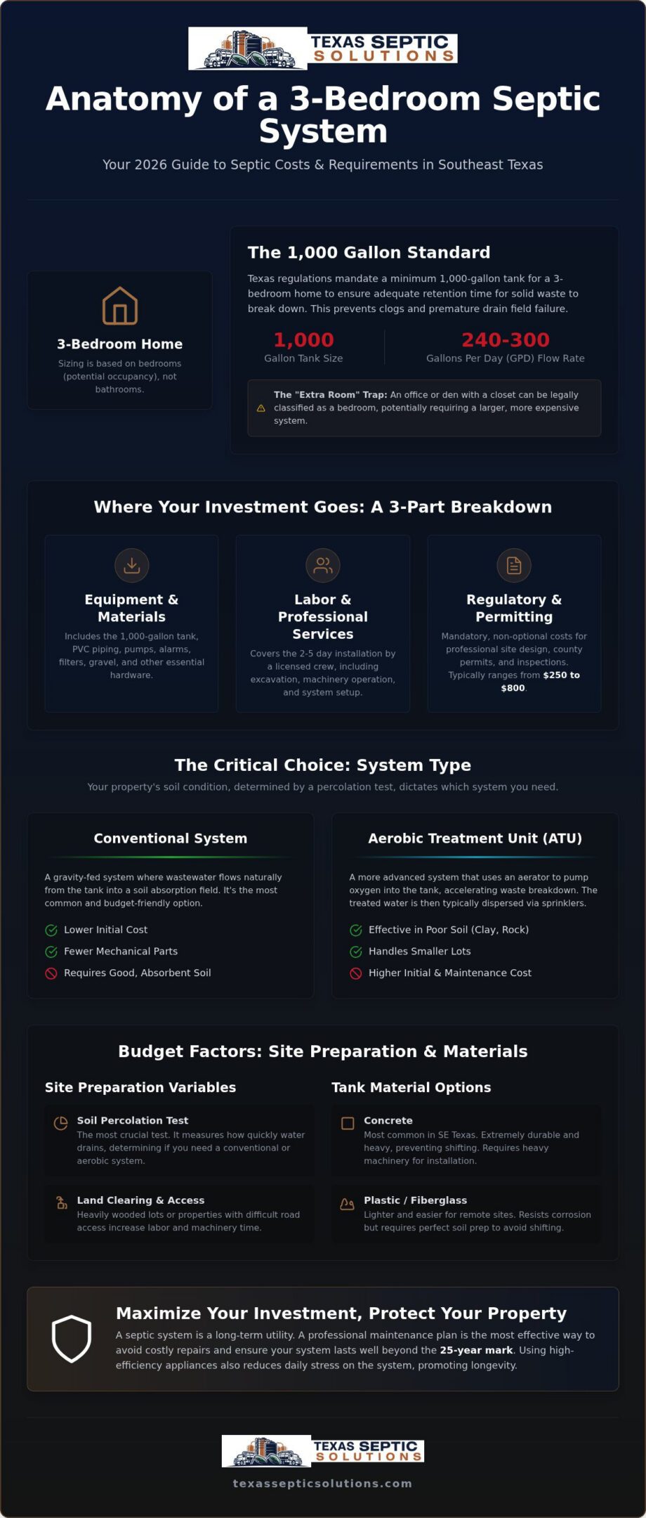 Septic System Cost: 3 Bedroom House 2026 Texas Price Guide