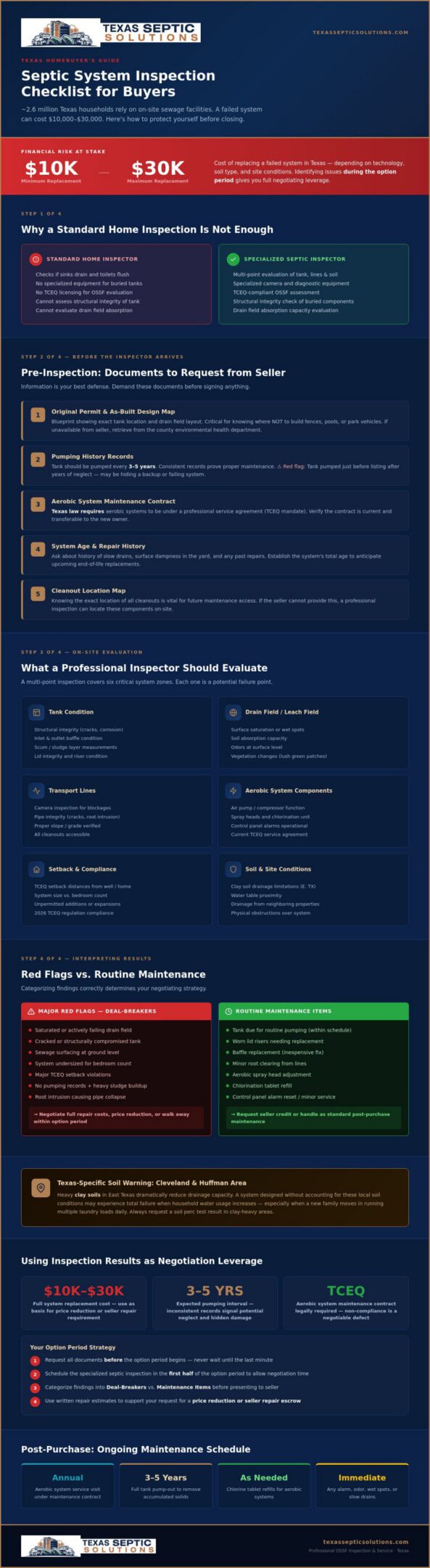 Septic System Inspection Checklist for Buyers: Your 2026 Texas Guide