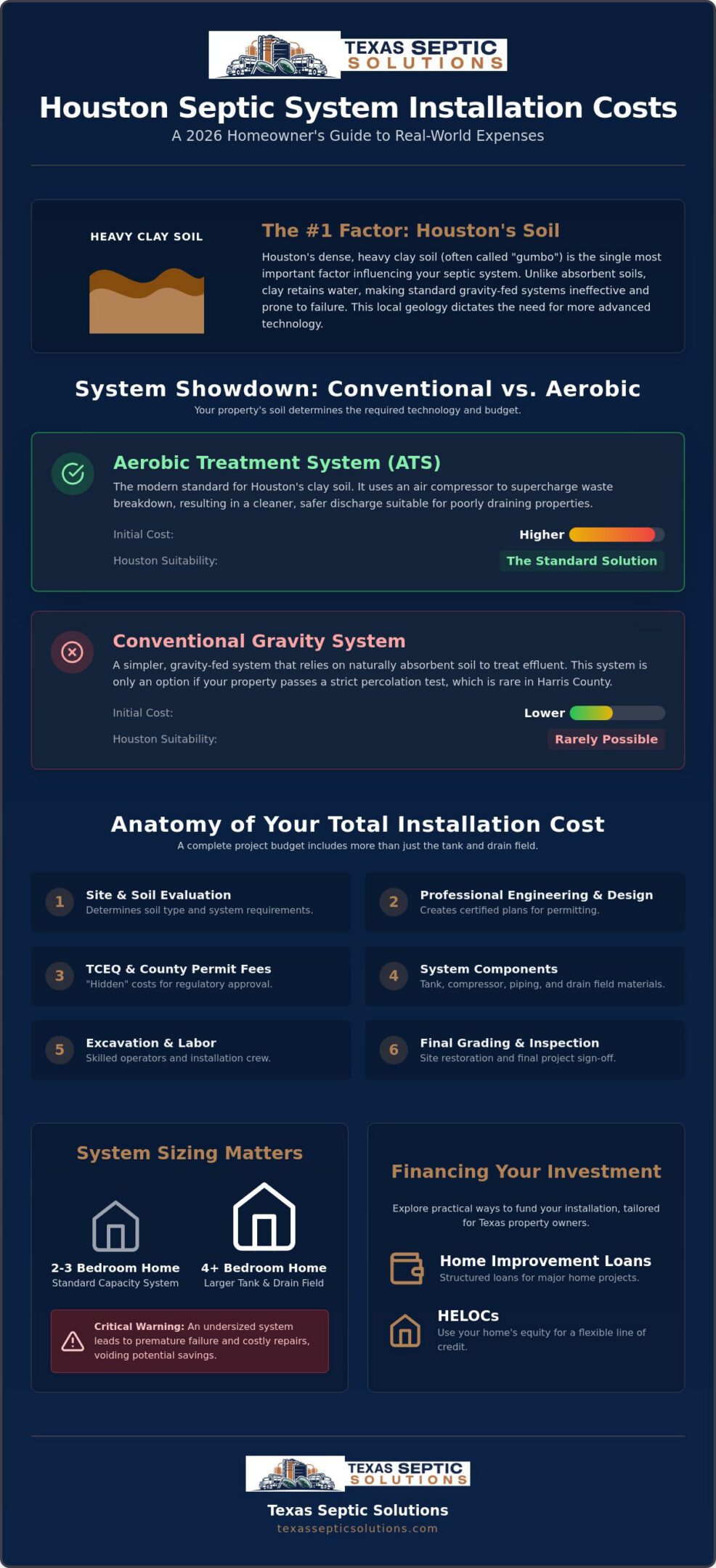 Septic System Installation Cost in Houston: 2026 Homeowner Budget Guide