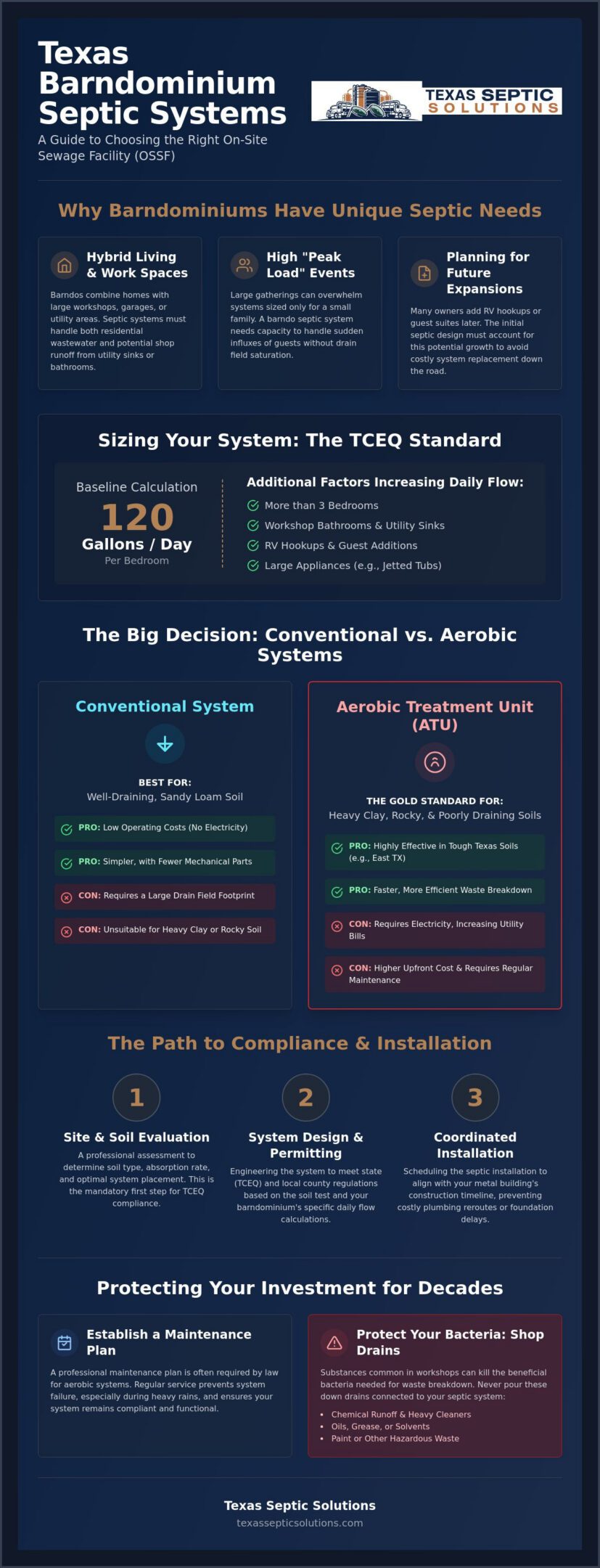 Septic System for a Barndominium in Texas: The 2026 Owner's Guide