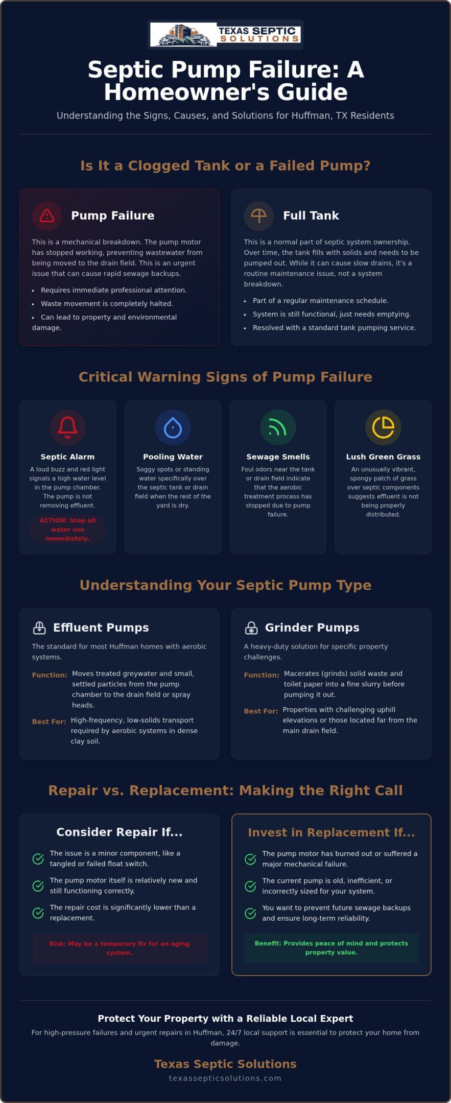 Septic Tank Pump Replacement in Huffman: The 2026 Homeowner’s Guide