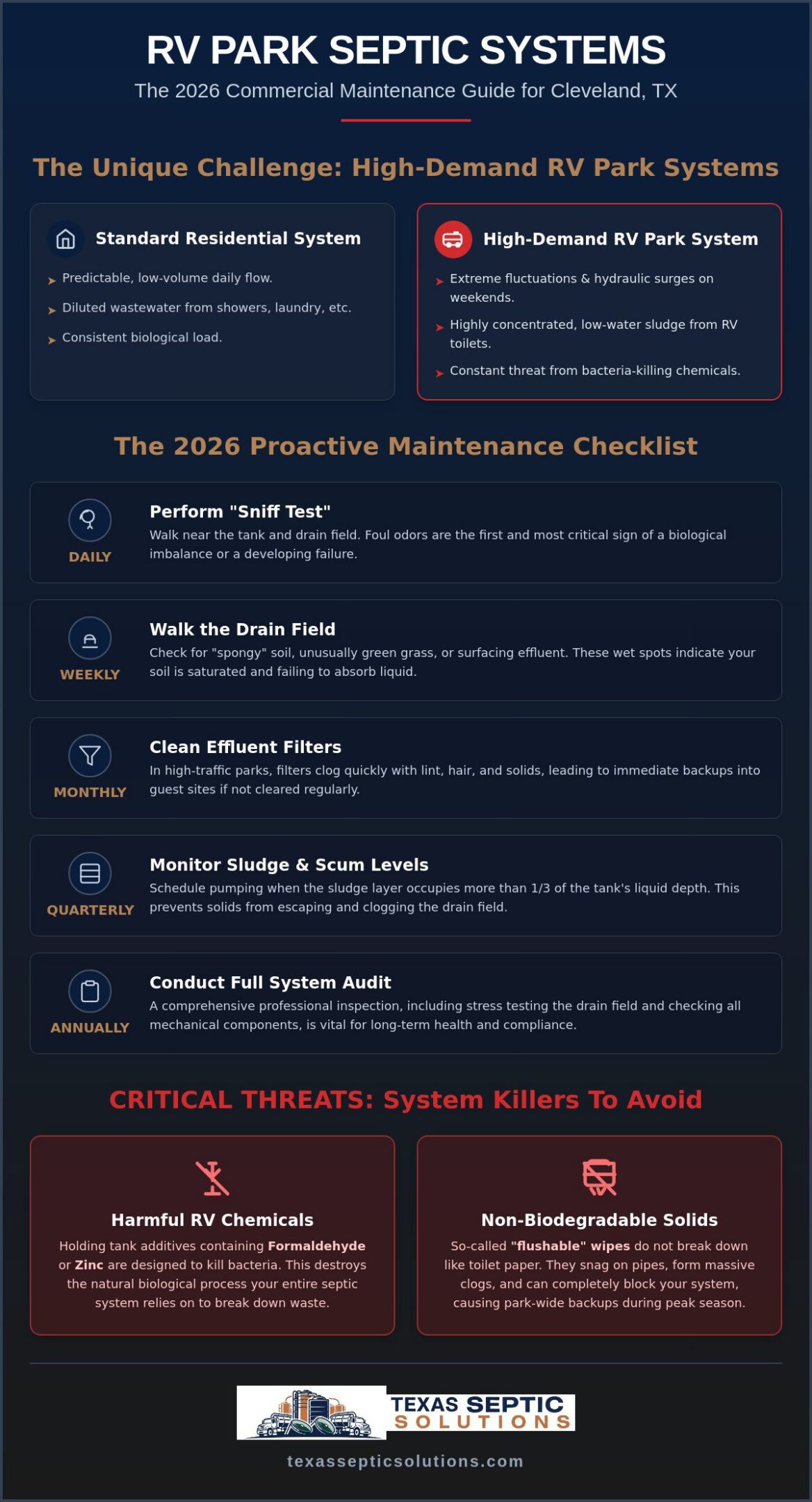 The Complete RV Park Septic System Maintenance Checklist for Cleveland, TX