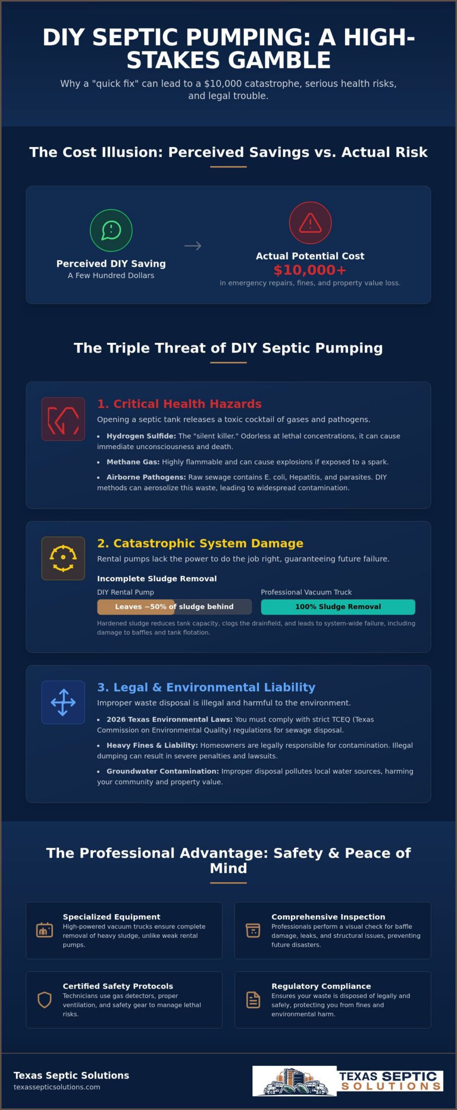 The Dangerous Risks of DIY Septic Tank Pumping: Why Professional Service Matters in 2026
