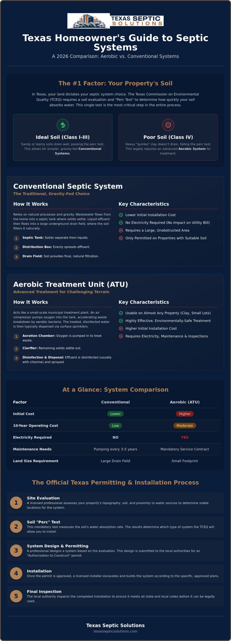 Aerobic vs Conventional Septic System in Texas: 2026 Comparison Guide