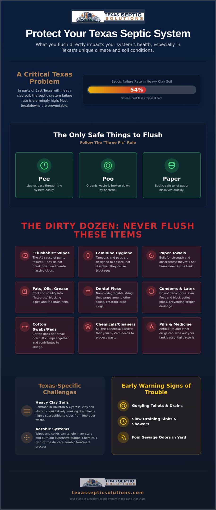What Not to Flush Down a Septic System in Texas: The 2026 Homeowner’s Guide