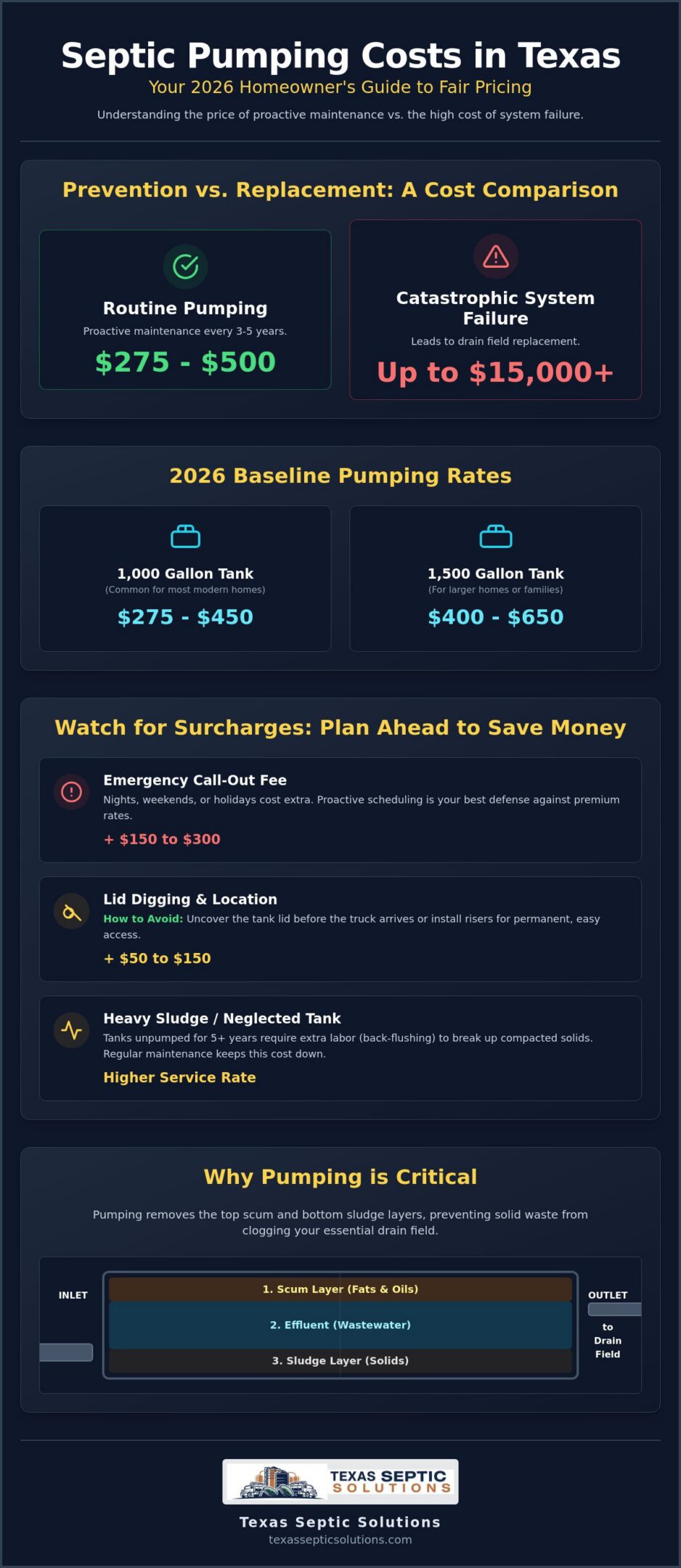 Septic Tank Pumping Cost in Texas: 2026 Homeowner Price Guide
