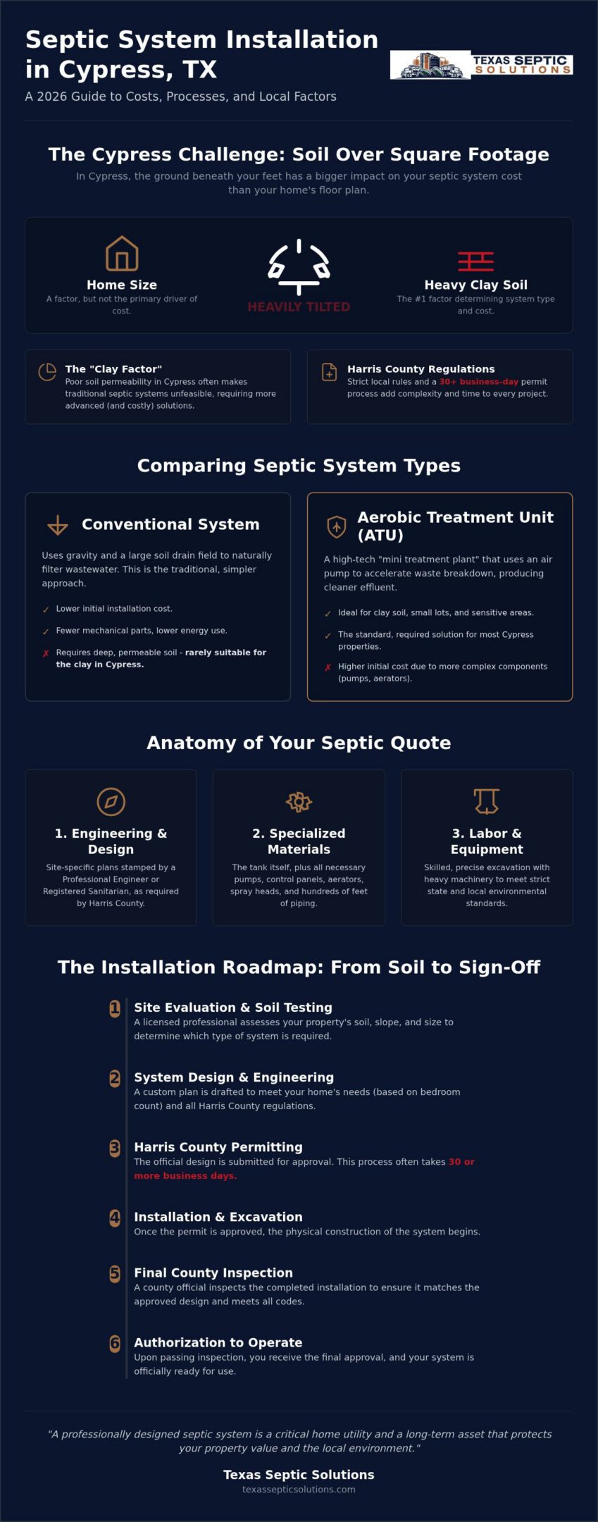 Septic System Installation Cost in Cypress, TX: 2026 Homeowner’s Price Guide