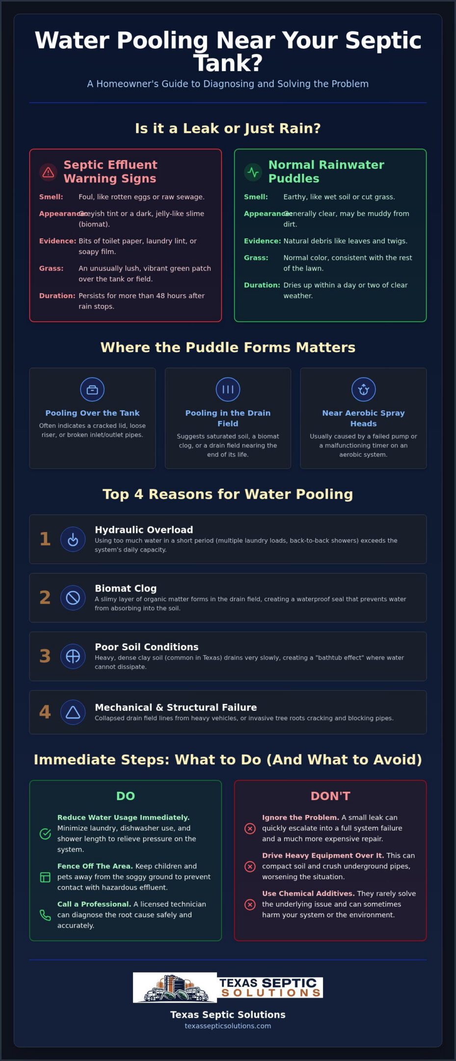 Water Pooling in Yard Near Septic Tank: Causes and Emergency Solutions