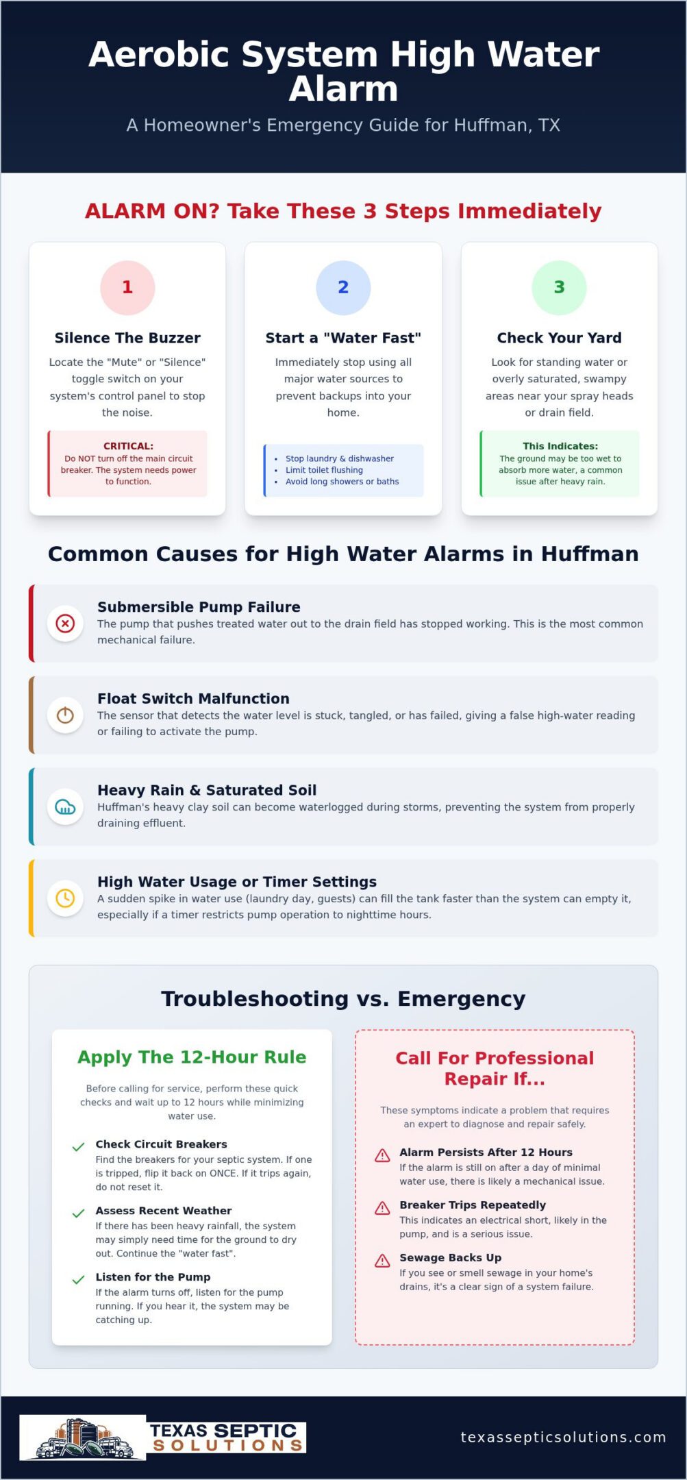 High Water Alarm on Aerobic System in Huffman: Emergency Troubleshooting Guide