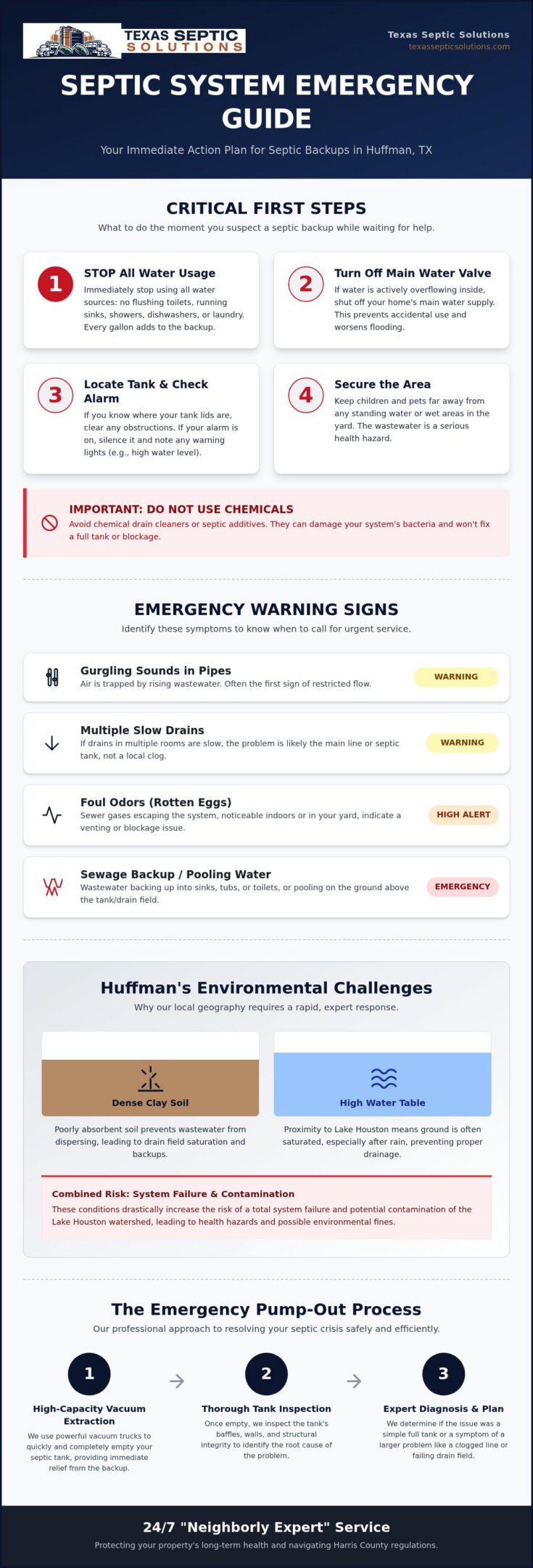 Urgent Septic Tank Pumping in Huffman: 24/7 Emergency Guide (2026)