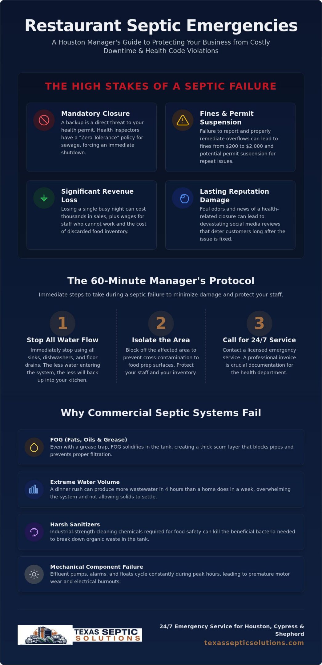 24/7 Emergency Septic Service for Houston Restaurants
