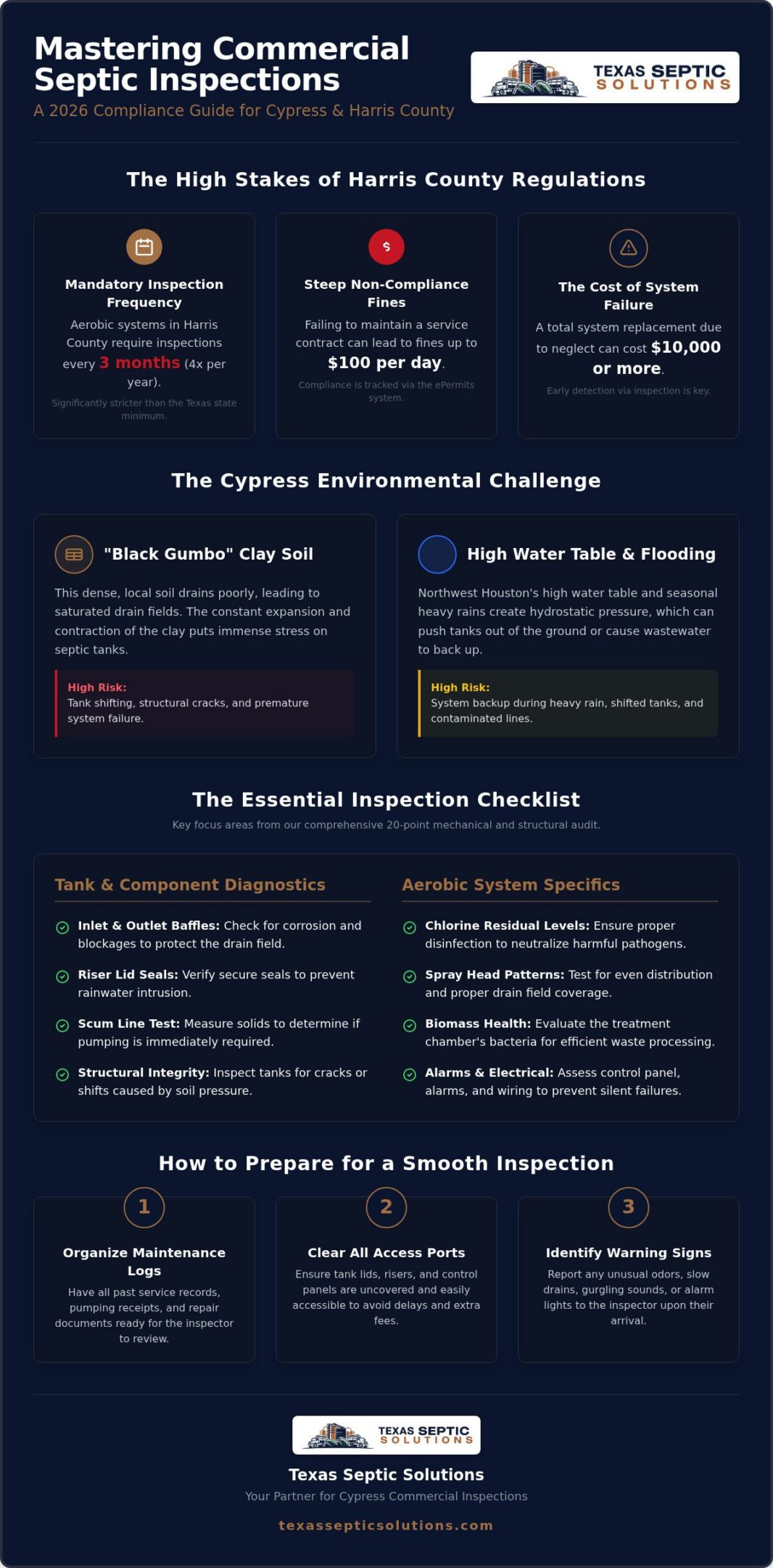 Commercial Septic System Inspection Checklist for Cypress, TX Properties (2026)