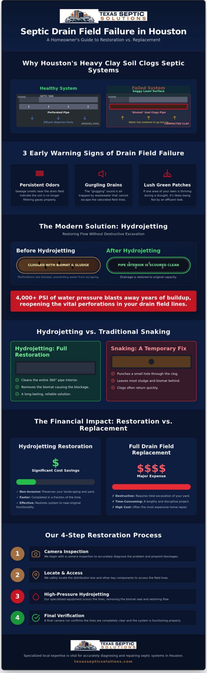 Hydrojetting Septic Field Lines: A Homeowner’s Guide to Drain Field Repair in Houston