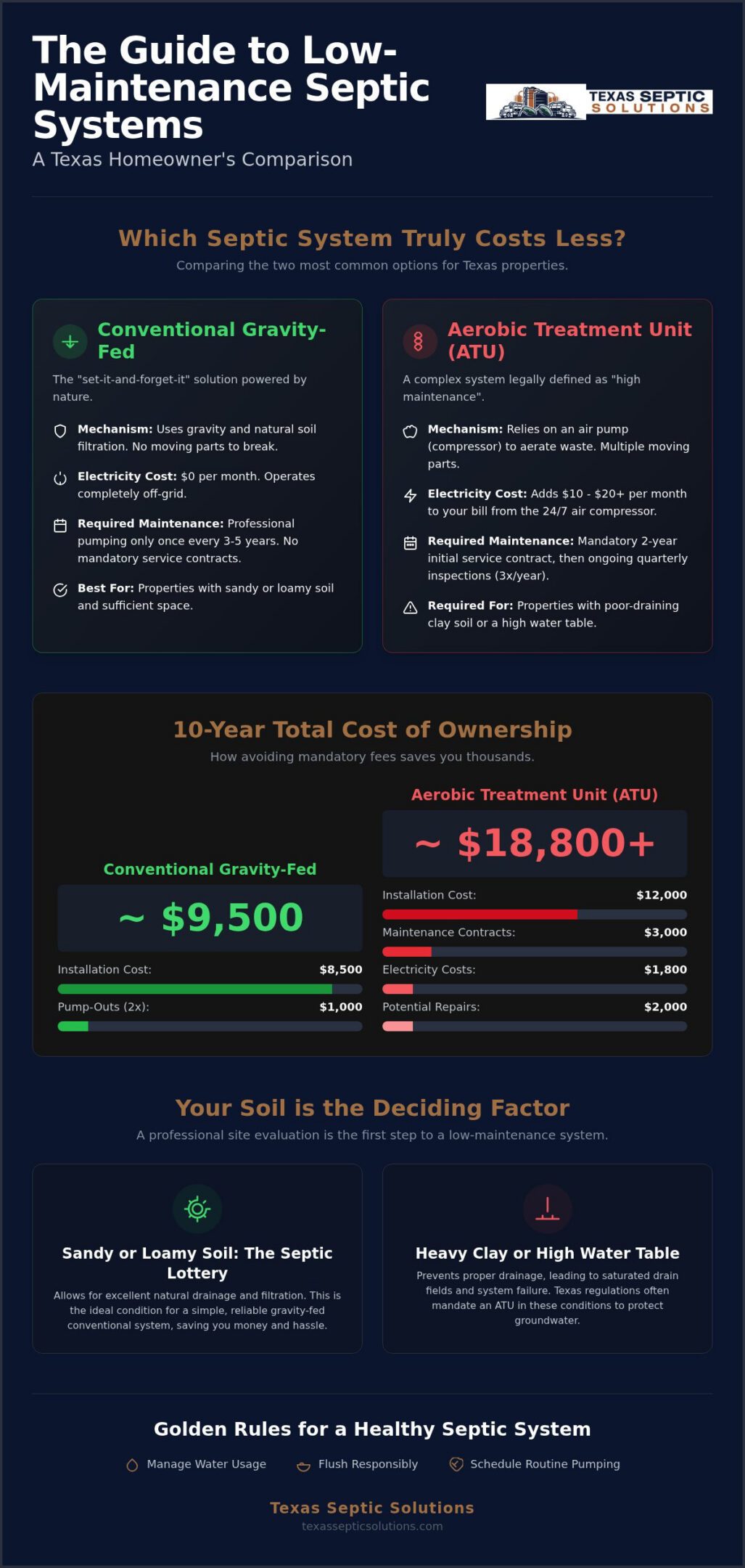 Low Maintenance Septic Systems in Texas: A 2026 Homeowner’s Buying Guide