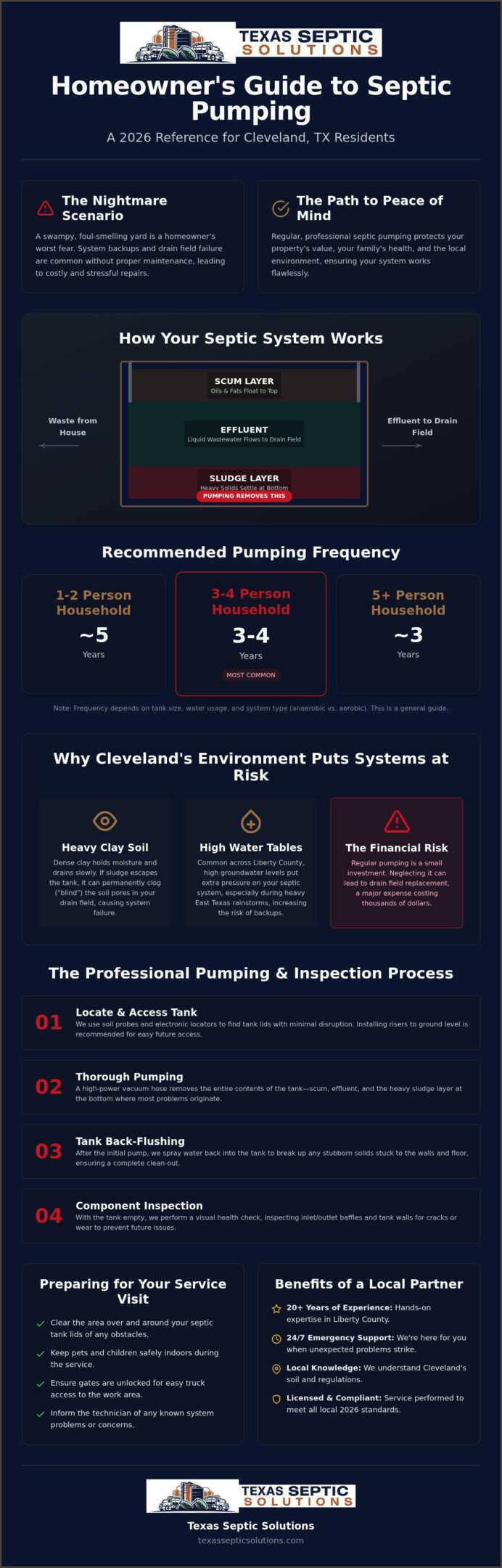 Residential Septic Pumping in Cleveland, TX: 2026 Homeowner Reference