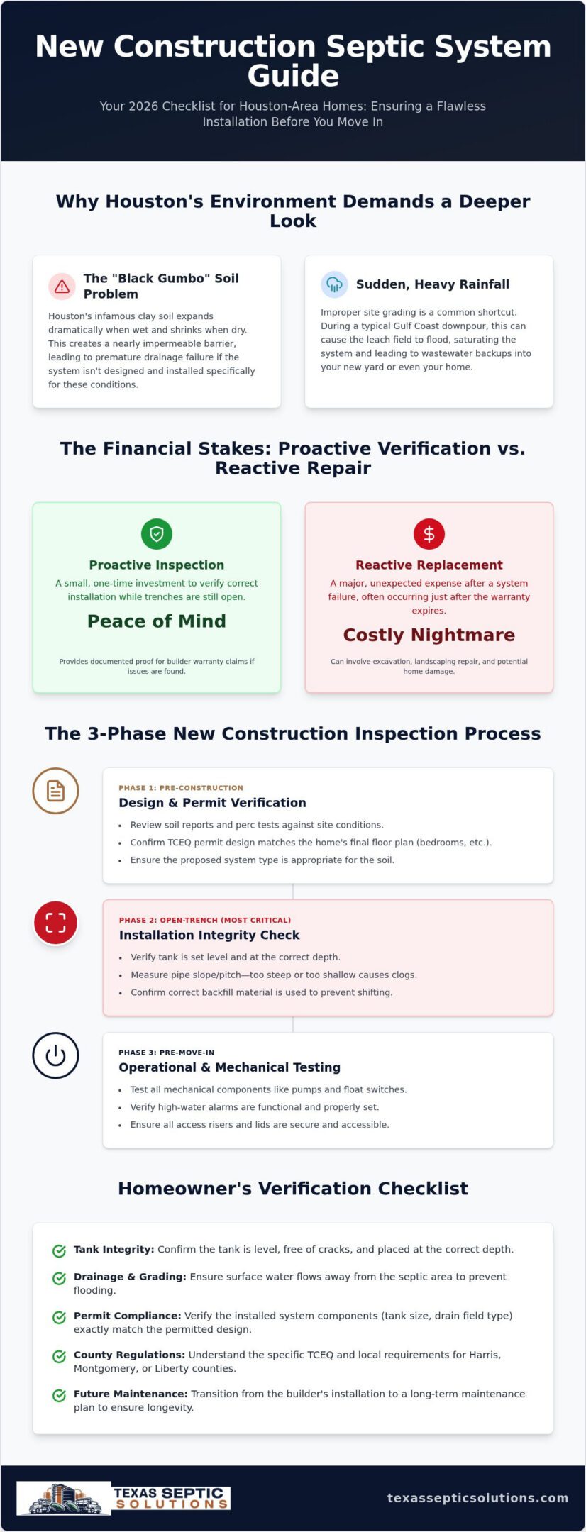 Septic Inspection for New Construction in Houston: The 2026 Homeowner’s Checklist