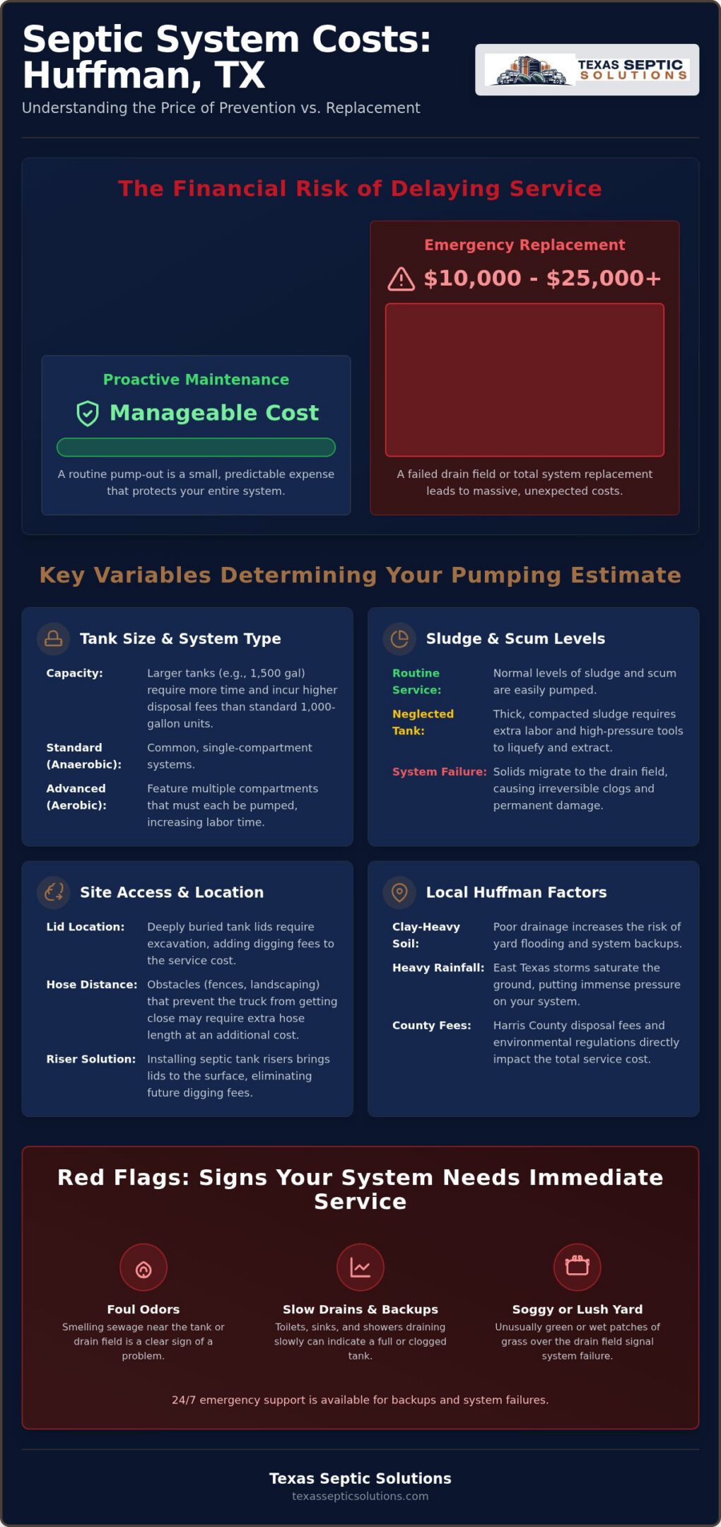 Septic Tank Pump Out Cost in Huffman, TX: 2026 Homeowner Guide