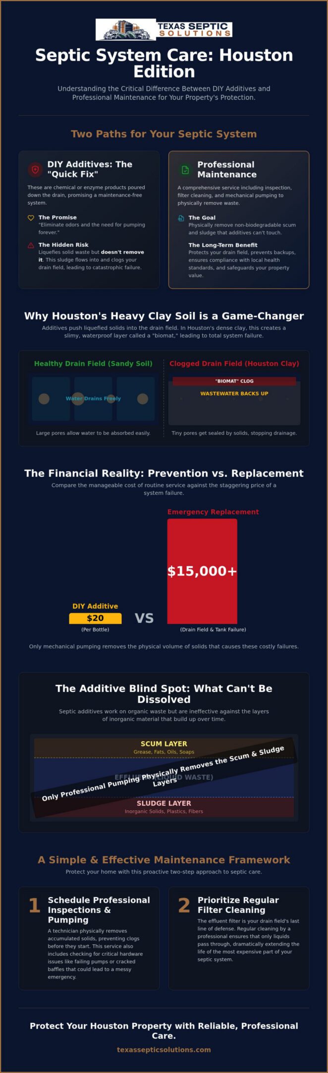 Septic Tank Treatments vs. Professional Maintenance: The Houston Homeowner’s 2026 Guide