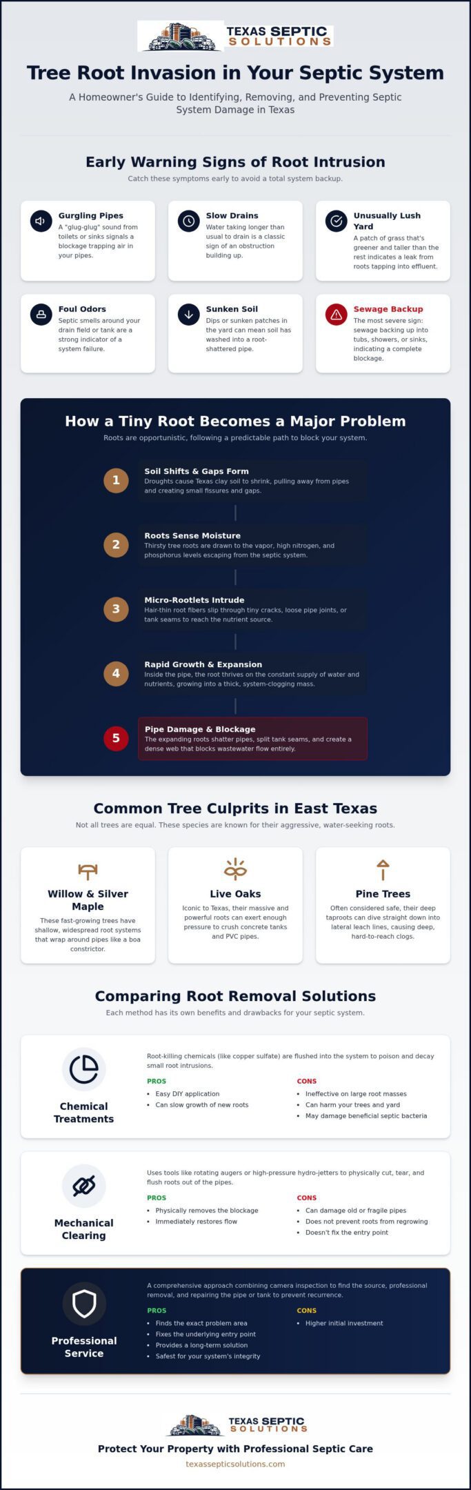Tree Roots in Septic Tank Solutions: The 2026 Texas Homeowner’s Guide