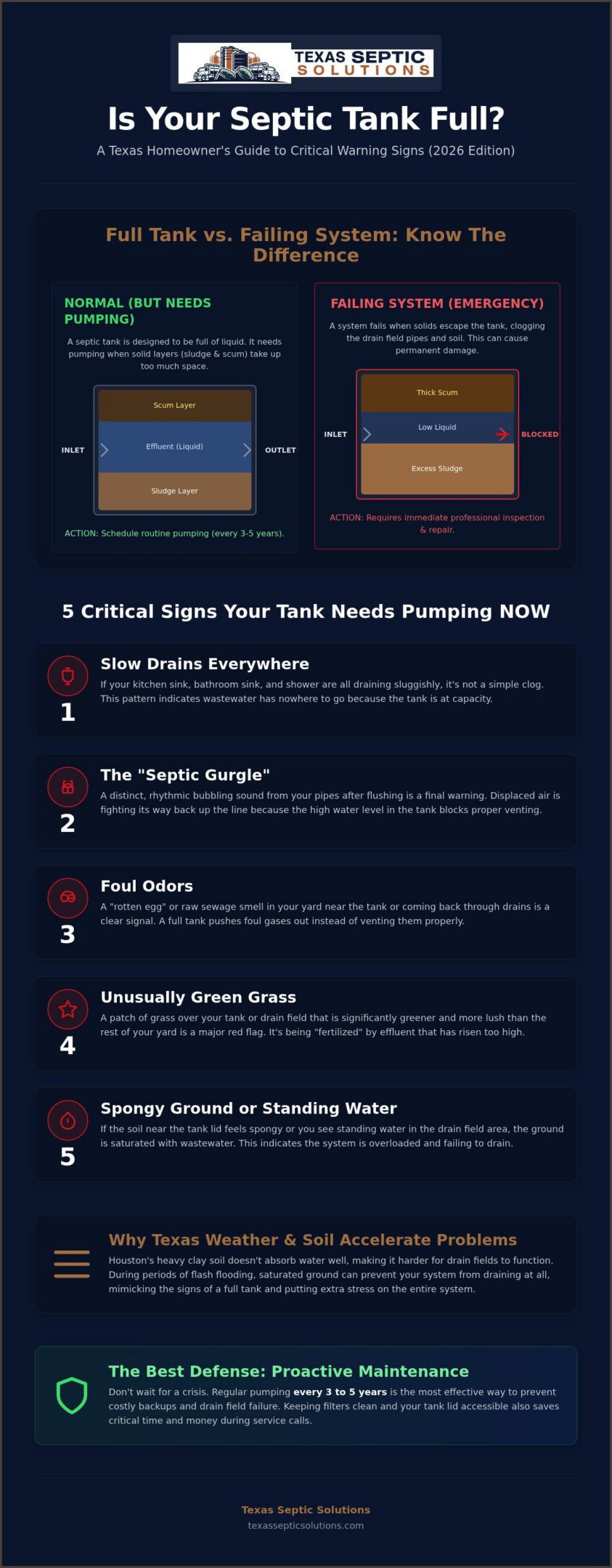 Signs Your Septic Tank is Full: A 2026 Texas Homeowner’s Guide