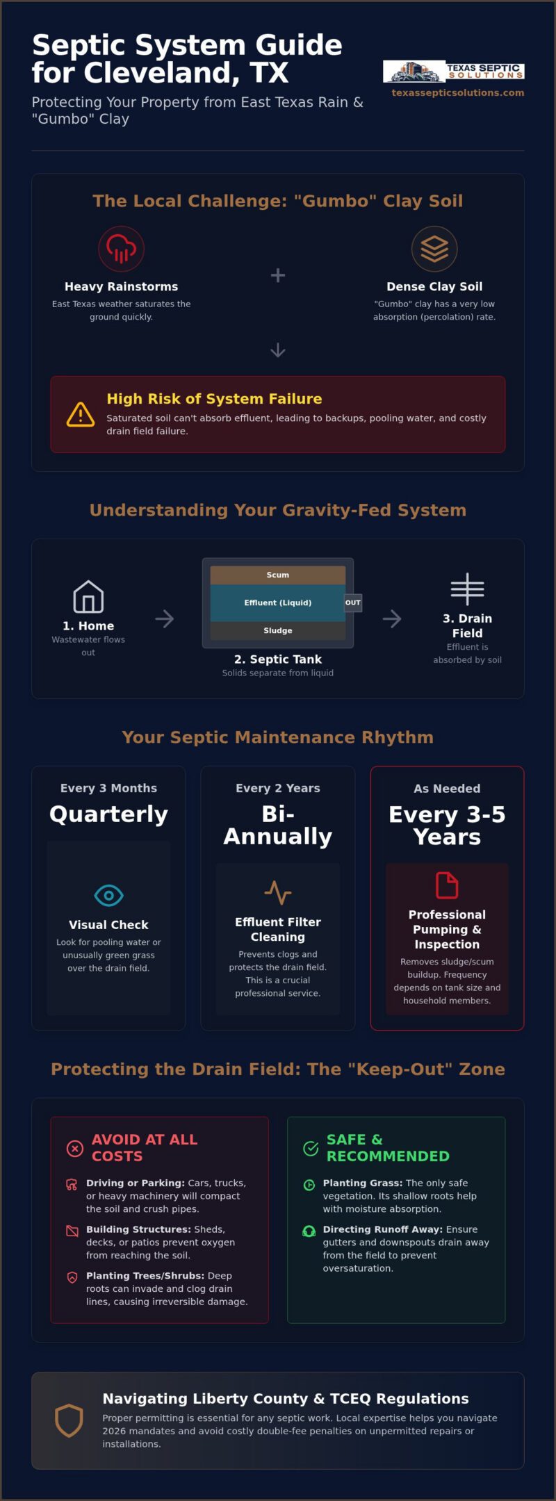 Conventional Septic System Maintenance in Cleveland TX: The 2026 Homeowner’s Guide