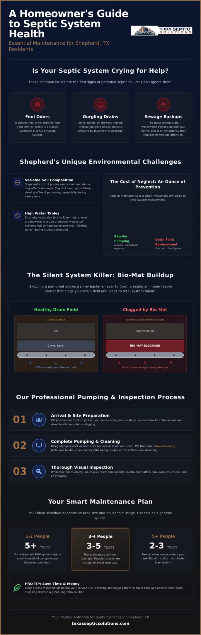 Expert Septic Tank Pumping Service in Shepherd, TX: The 2026 Homeowner’s Guide