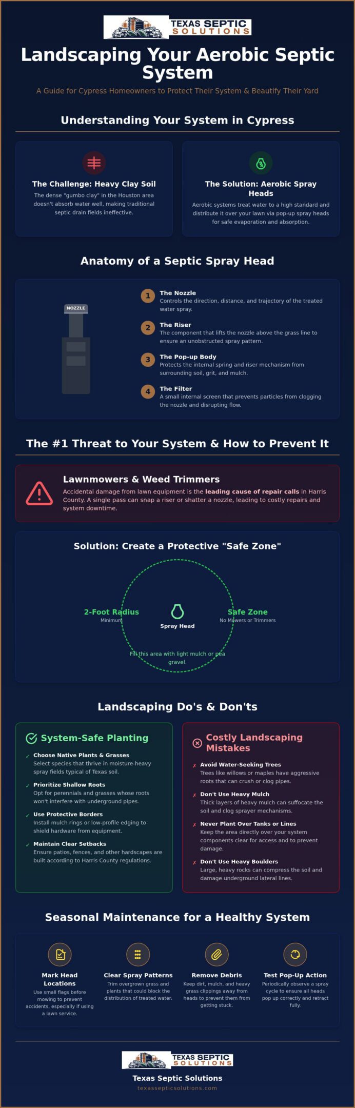 How to Landscape Safely Around Septic Spray Heads in Cypress, TX