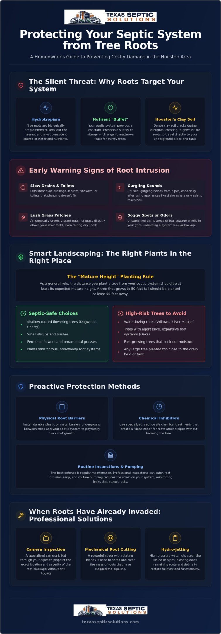 Protecting Your Septic System from Tree Root Damage: A Houston Homeowner’s Guide